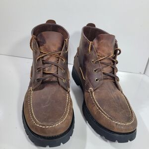 St. Johns Bay Boots Men's Size 11 M Brown Leather Ankle Chukka Lace Up Moc Toe